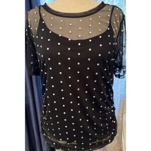 Karl Lagerfeld Dressy Black W/ Silver Studs, Jersey Cami, Tulle XL
